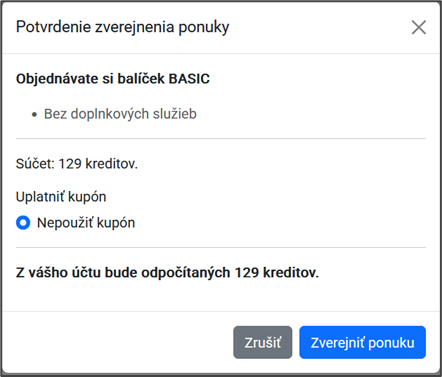 Súhrn objednávky pred zverejnením